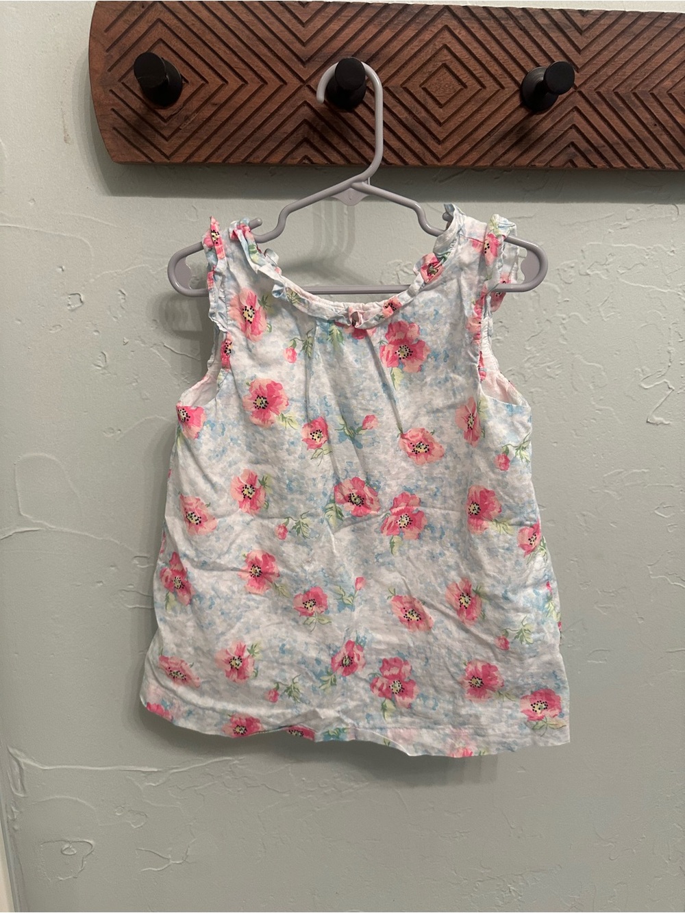 Janie and Jack White Tank with Pink Floral Pattern